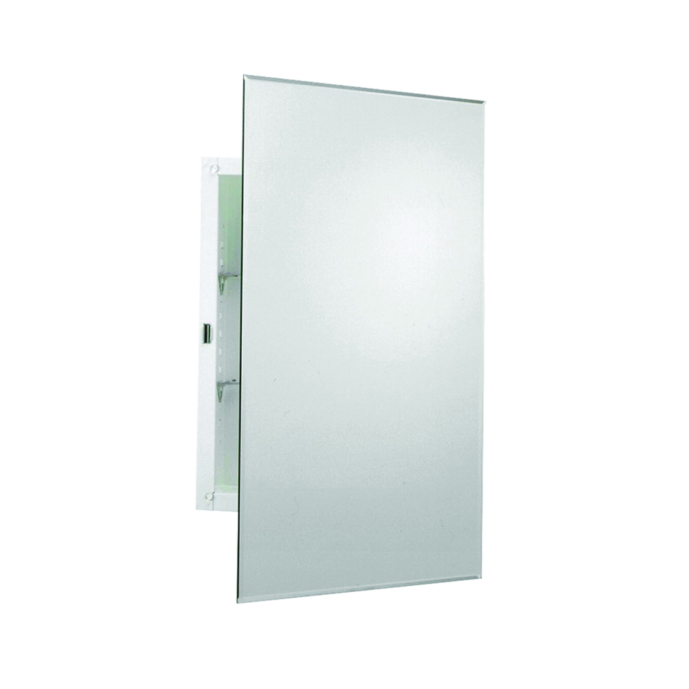 EMM1027 Medicine Cabinet, 16 in OAW, 4-1/2 in OAD, 26 in OAH, Steel, White, 2-Shelf, 1-Door