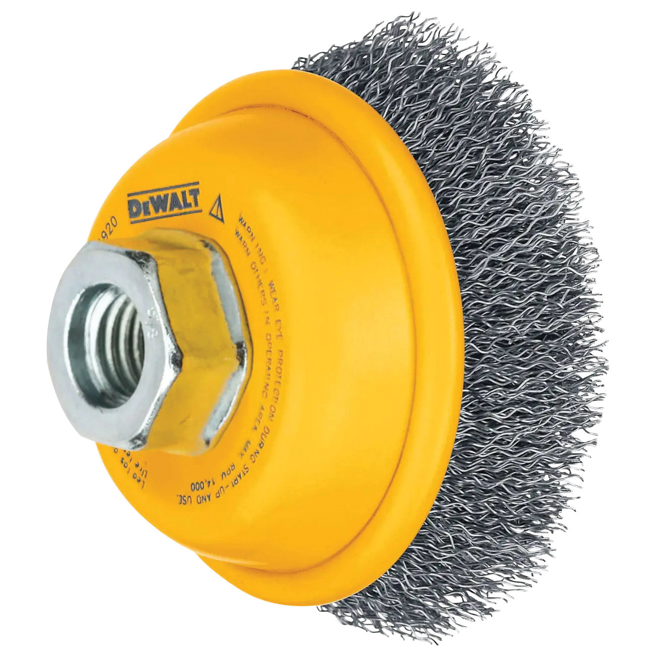 HP DW4920 Wire Cup Brush, 3 in Dia, 5/8-11 Arbor/Shank, Crimped Bristle, 0.014 in Dia Bristle