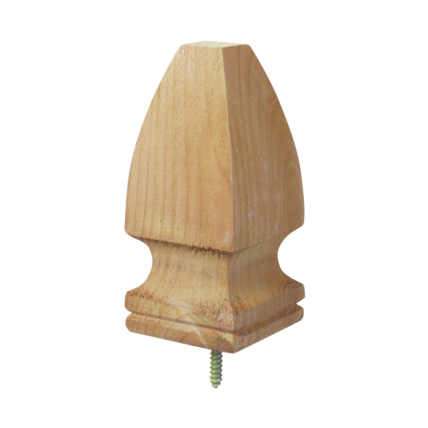 106515 Post Top, 3-1/8 in Dia, 6-3/4 in H, French Gothic, Wood, White, Natural