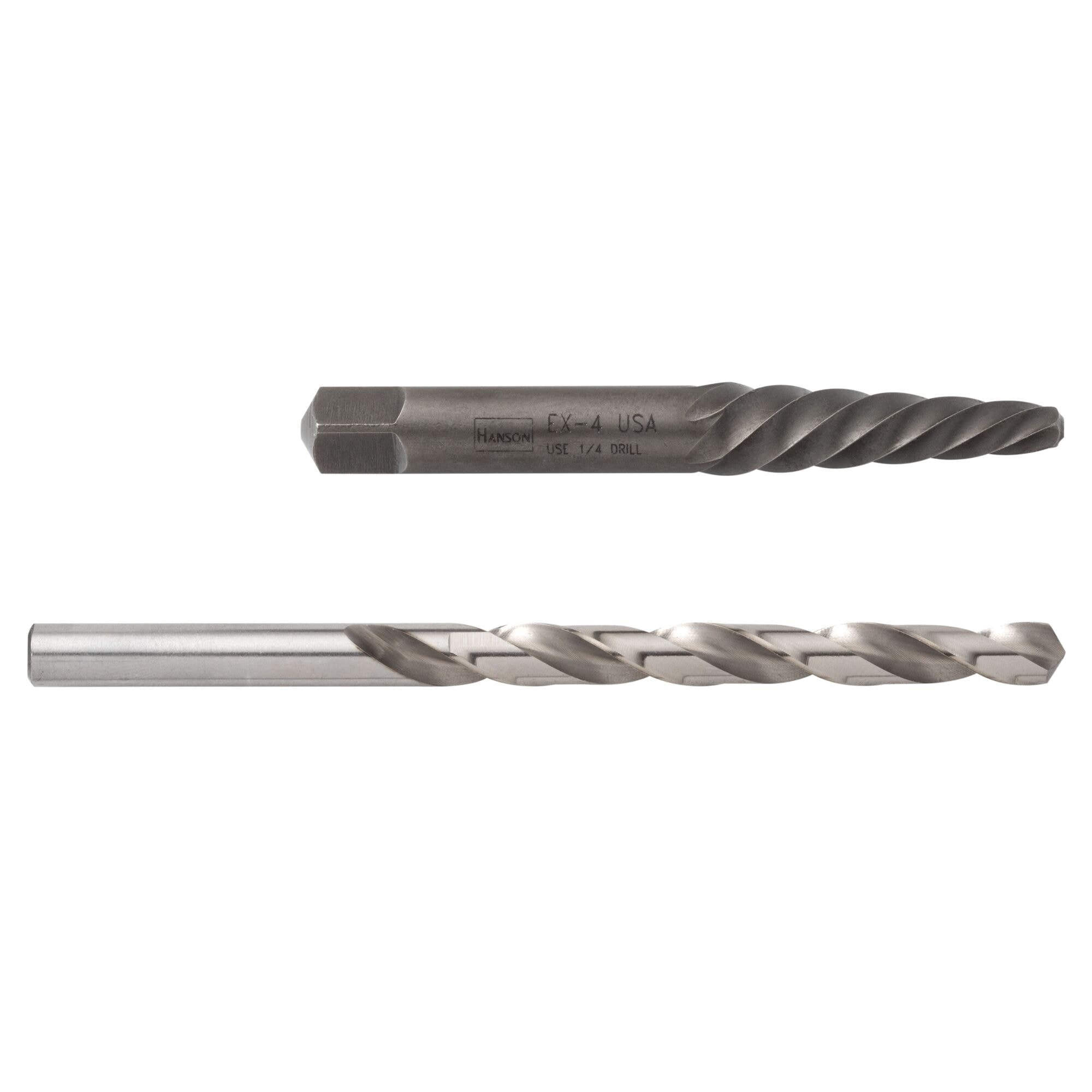 537 Series 53704 Extractor and Drill Bit Set, Spiral Flute, 2-Piece, HSS, Gray/Silver