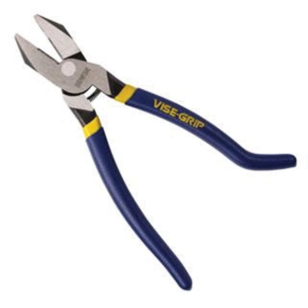 Irwin 2078909 Iron Workers Plier, 9 in OAL, Blue/Yellow Handle, Cushion Grip Handle, 7/25 in W Jaw, 1-1/2 in L Jaw - 1