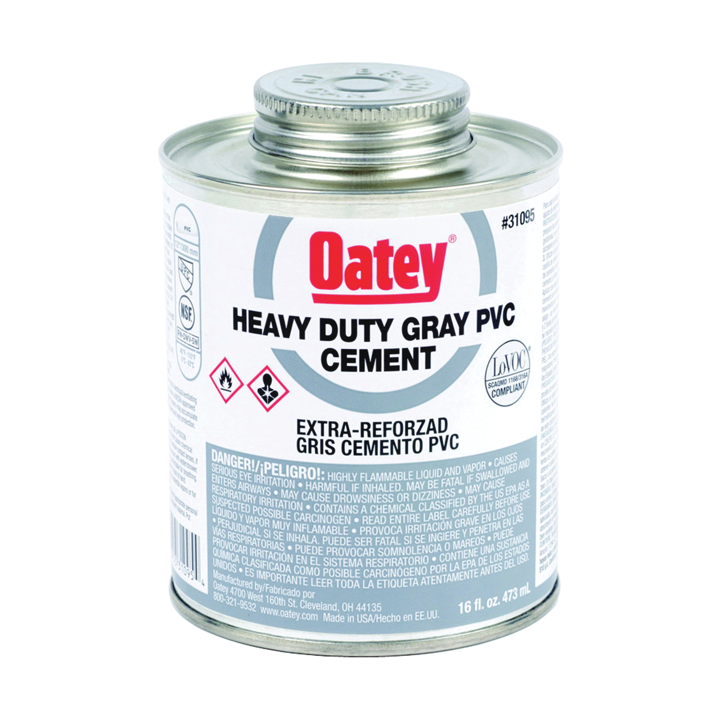 31095 Solvent Cement, 16 oz, Can, Liquid, Gray