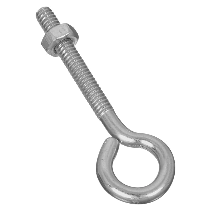 N221-119 Eye Bolt, 1/4-20 Thread, Coarse Thread, 1-3/4 in L Thread, 0.56 in ID Dia Eye, Steel, Zinc