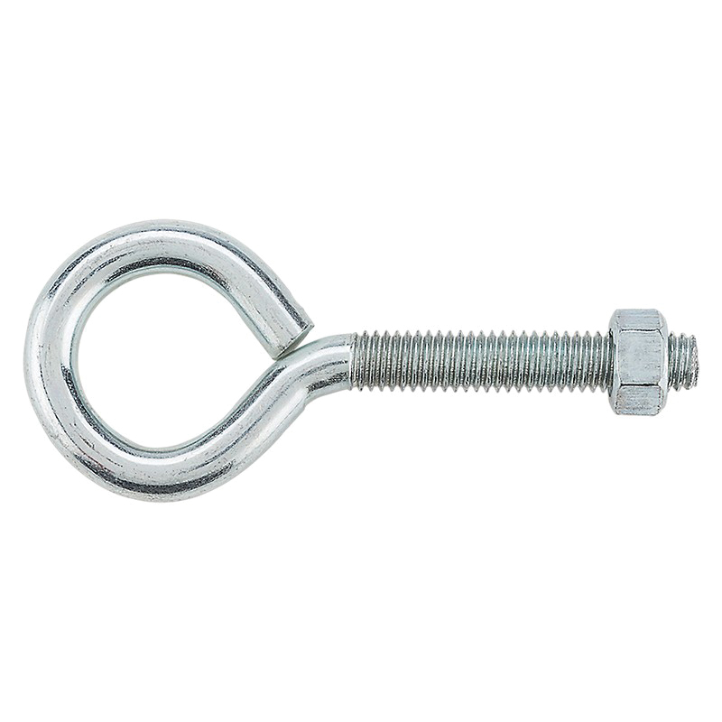 N221-267 Eye Bolt, 3/8-16 Thread, Coarse Thread, 2 in L Thread, 1 in ID Dia Eye, 2.35 in L Shank, Zinc