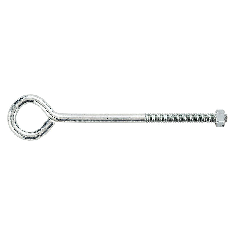 N221-291 Eye Bolt, 3/8-16 Thread, Coarse Thread, 3 in L Thread, 1 in ID Dia Eye, 6.35 in L Shank, Zinc