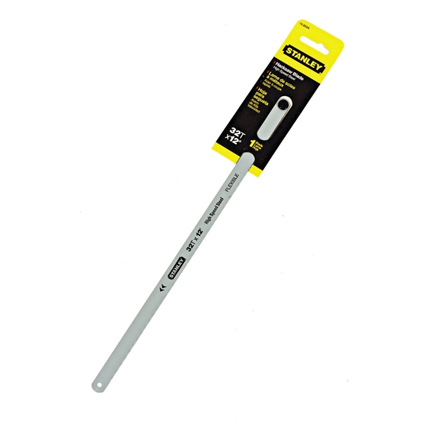 STANLEY 15-822A Hacksaw Blade, 12 in L, 32 TPI, Steel Cutting Edge