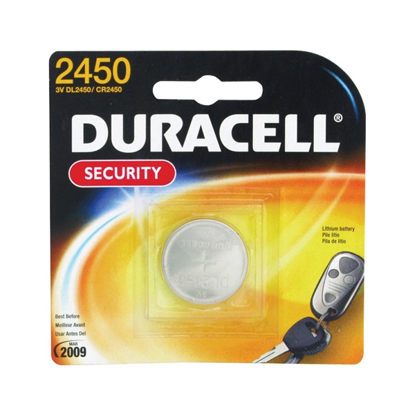 DURACELL DL2450BPK Coin Cell Battery, 3 V Battery, 600 mAh, CR2450 Battery, Lithium, Manganese Dioxide - 1