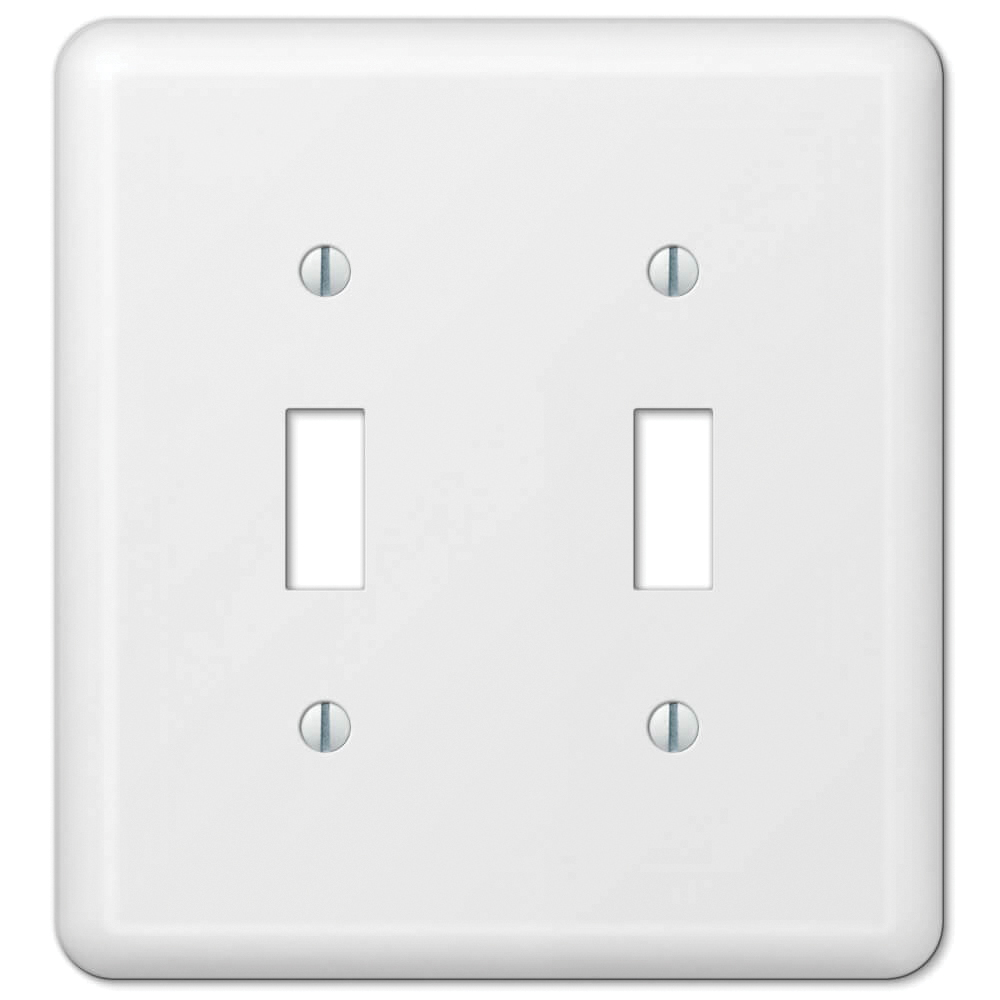 935TTW Switch Wallplate, 5 in L, 4-5/8 in W, 2 -Gang, Steel, White, Matte