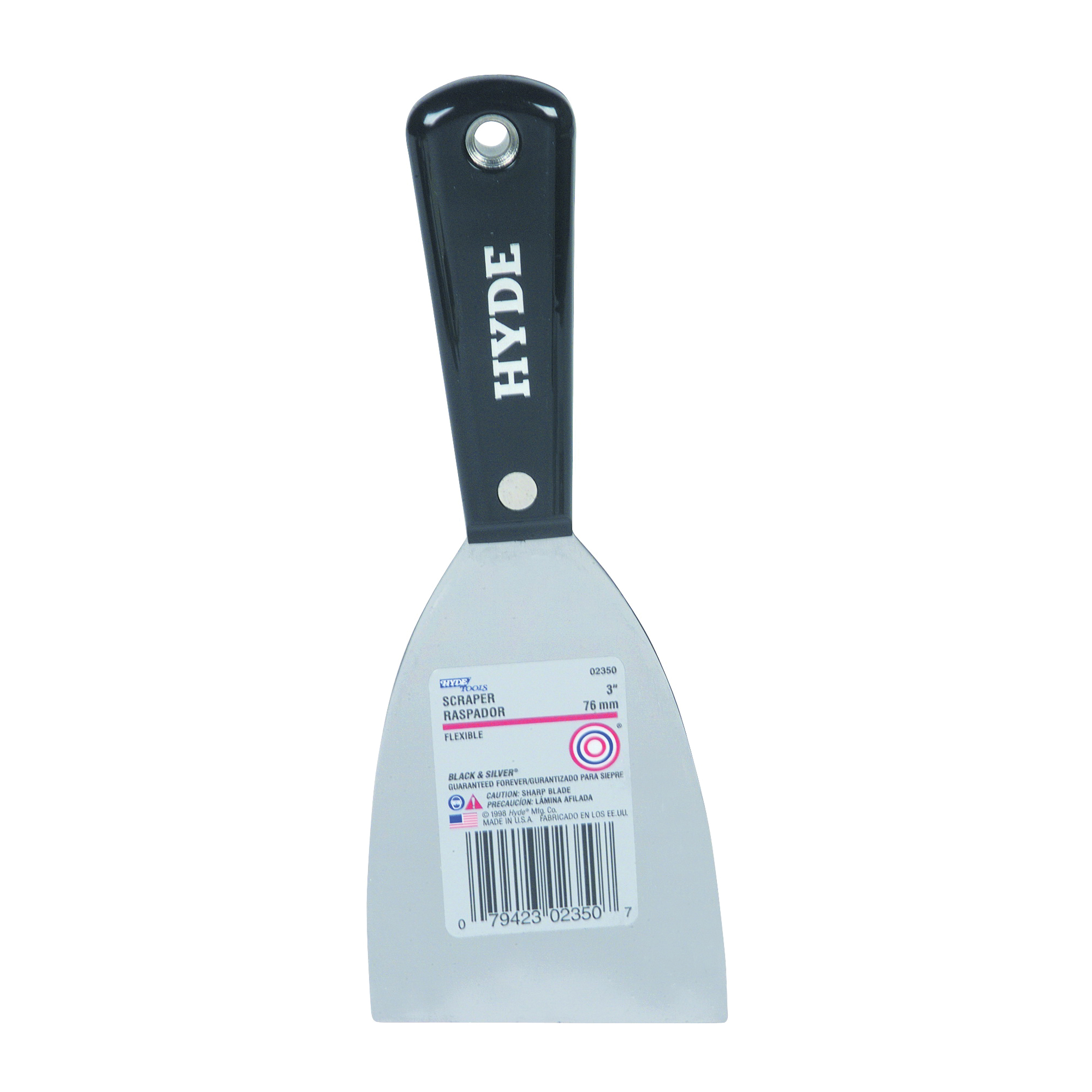 Black & Silver Series 02350 Wall Scraper, 3 in W Blade, HCS Blade, Nylon Handle, Interlock, Long Handle