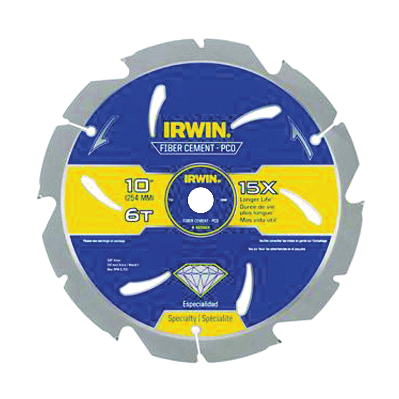 4935624 Circular Saw Blade, Cement, 10 in Dia, 5/8 in Arbor, 6-Teeth, Carbide Cutting Edge