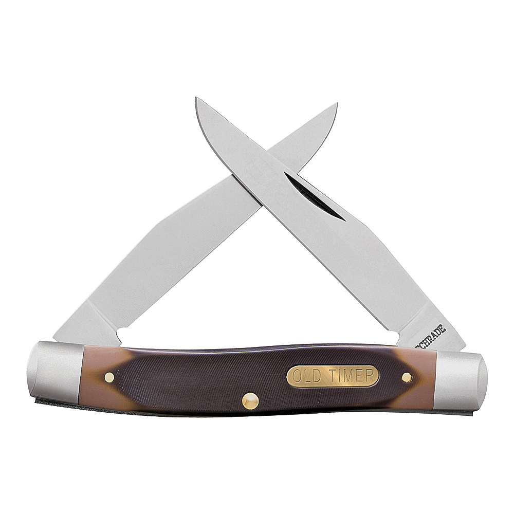 77OT Folding Pocket Knife, 3 in L Blade, Stainless Steel Blade, 2-Blade, Foldable Handle, Brown Handle