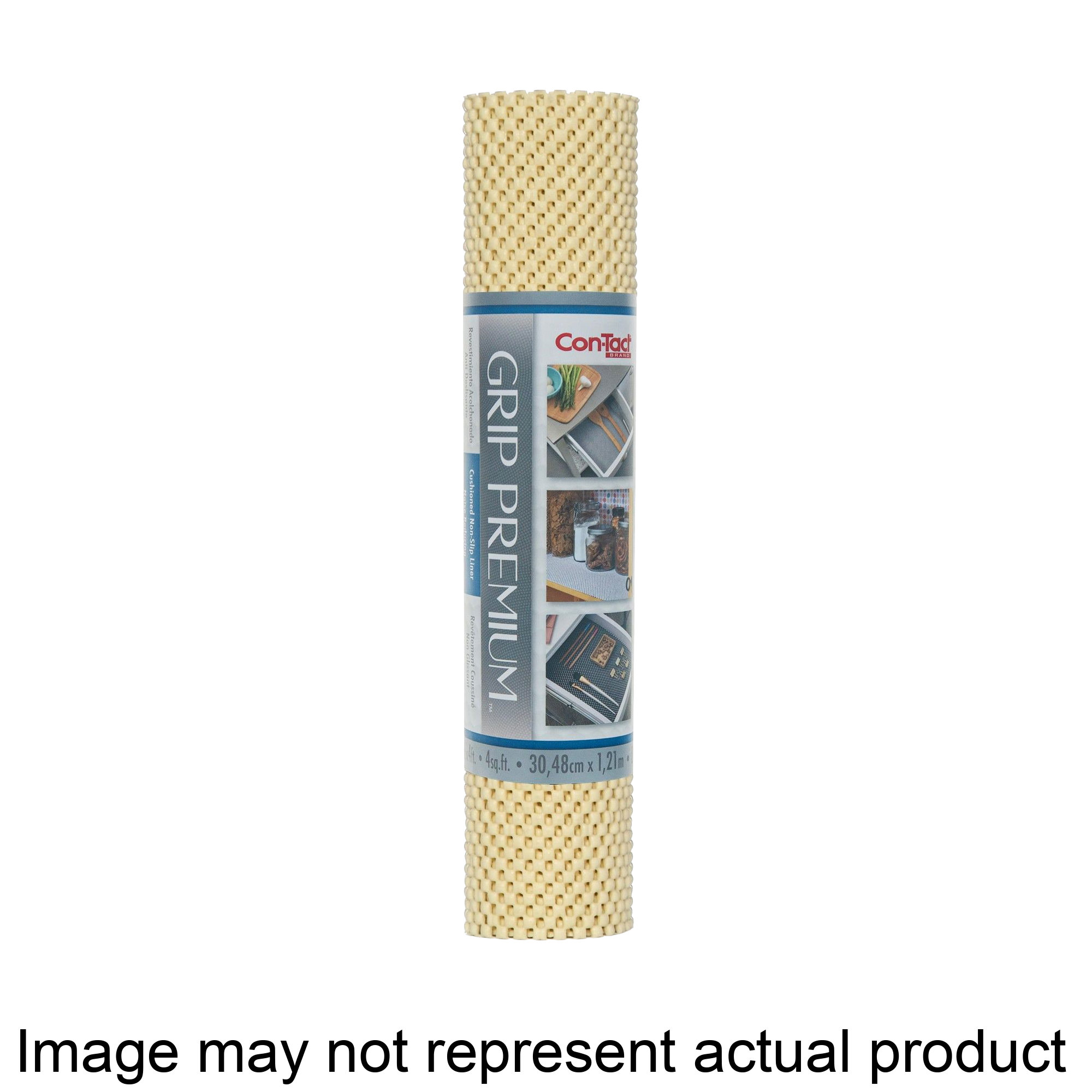04F-C6L54-06 Grip Premium Shelf and Drawer Liner, 4 ft L, 12 in W, PVC, Almond