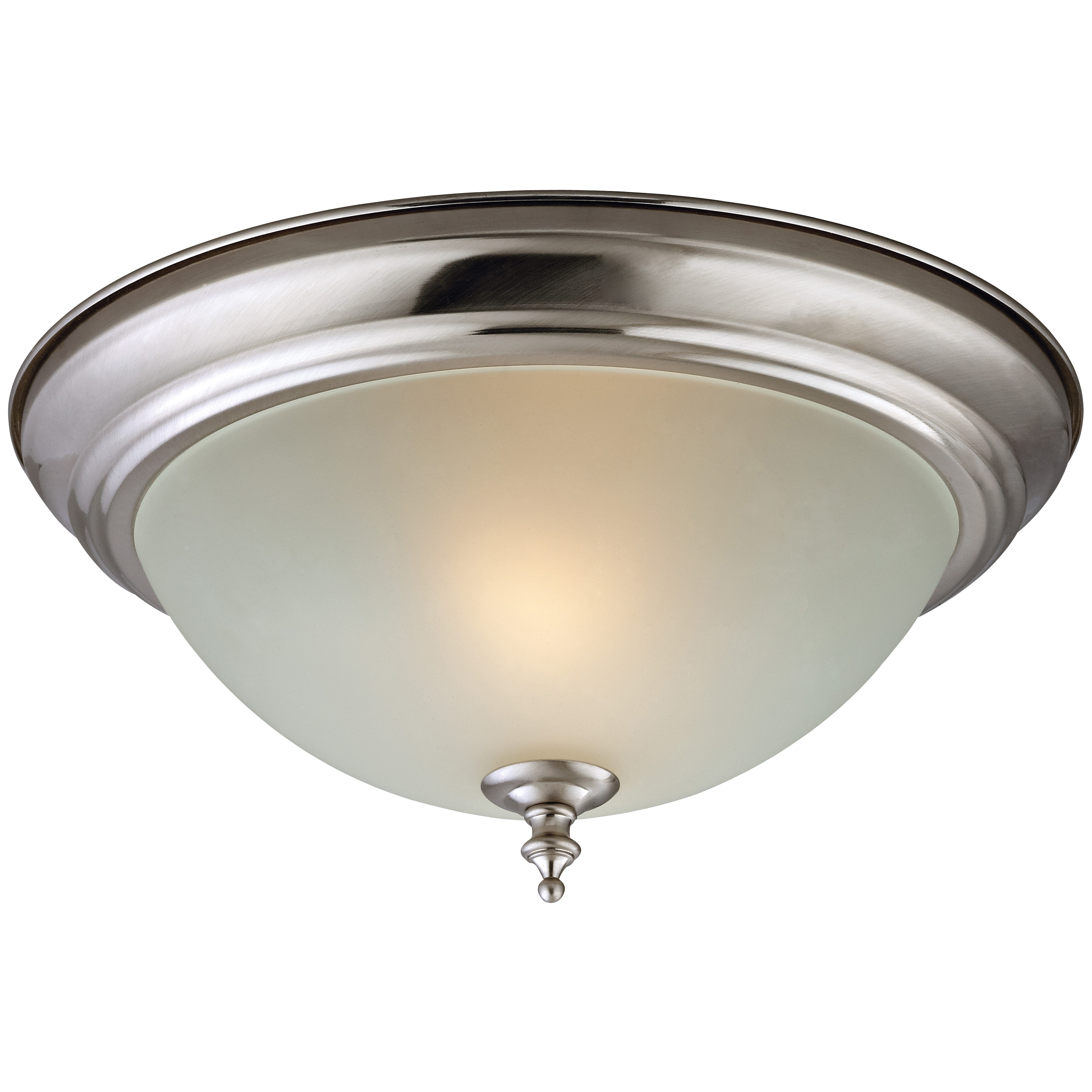 F51WH02-1005-BN Flush-Mount Ceiling Fixture, 120 V, 60 W, 2-Lamp, CFL Lamp, Brushed Nickel Fixture