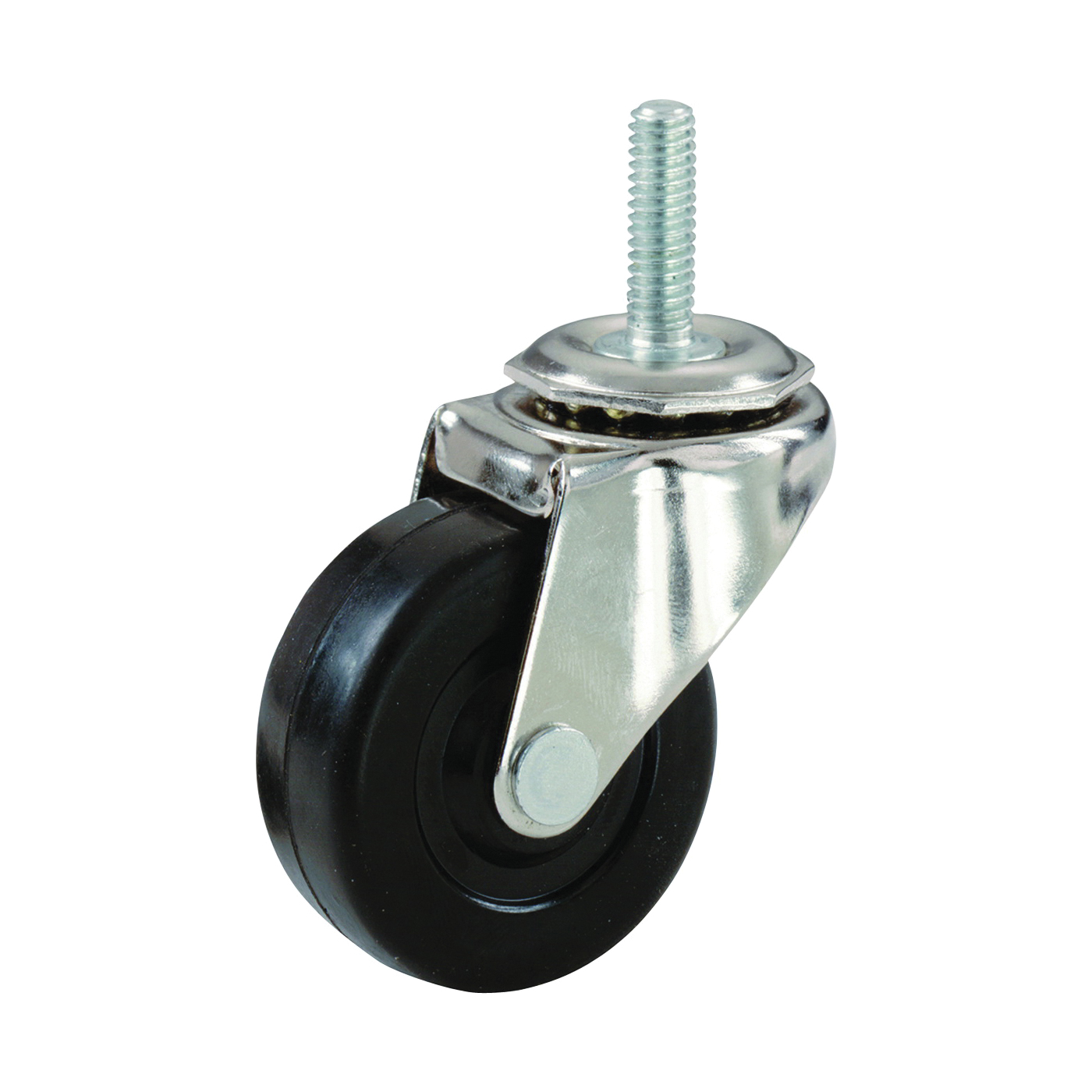 9194 Threaded Stem Caster, 2 in Dia Wheel, Rubber Wheel, Black, 80 lb