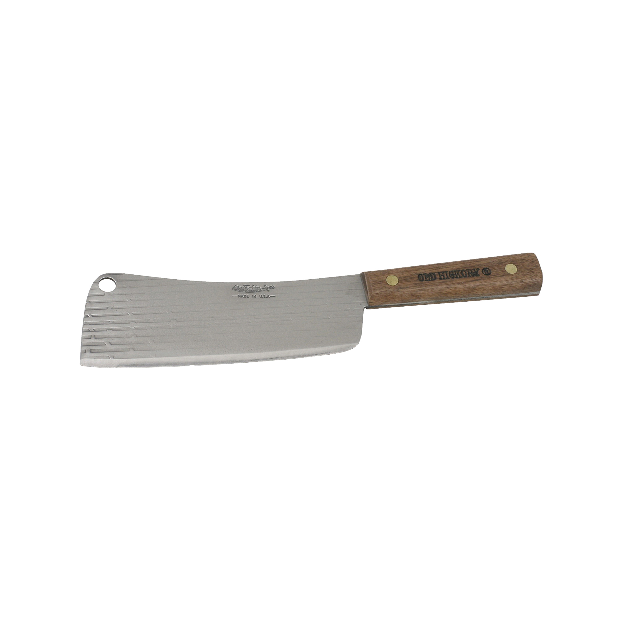 Old Hickory 076-7 Cleaver, 7-1/2 in L Blade, Carbon Steel Blade, Hardwood Handle, Brown Handle - 1