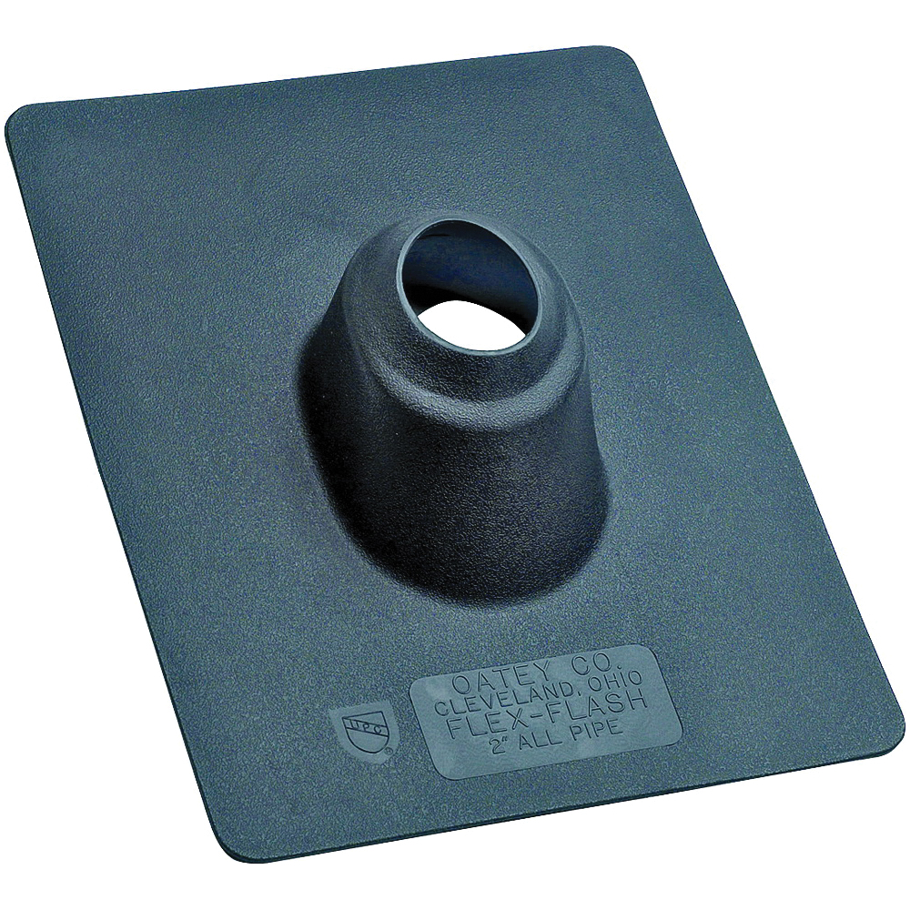 Hercules Flex-Flash 14038 Roof Flashing, 13-1/4 in OAL, 10 in OAW, For 3 in Pipe, Plastic, No-Calk, Black