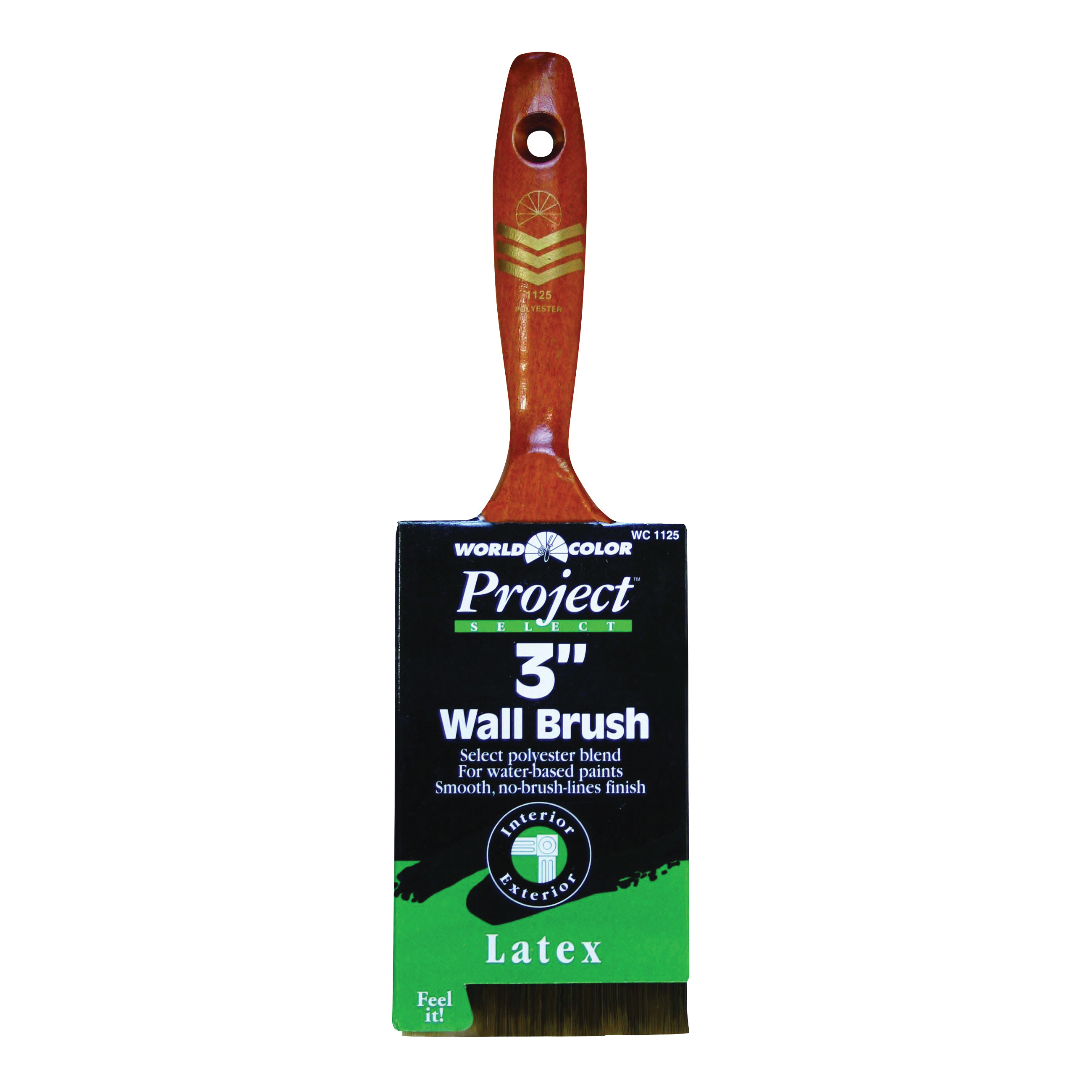 1125-3 Paint Brush, 3 in W, 3-1/4 in L Bristle, Polyester Bristle, Varnish Handle