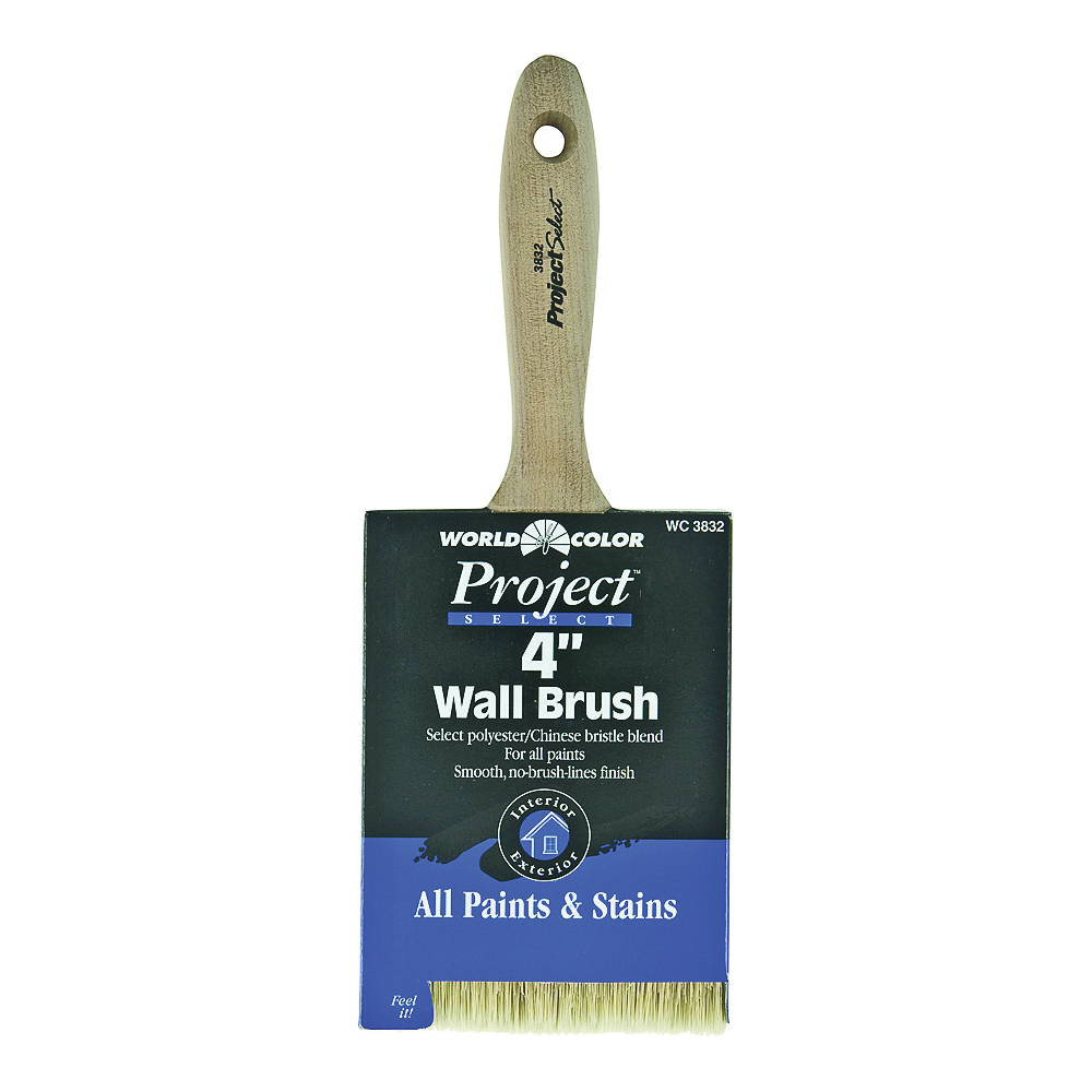 IMPACT 3832-4 Paint Brush, 4 in W, 3-1/2 in L Bristle, Polyester Bristle, Varnished Handle