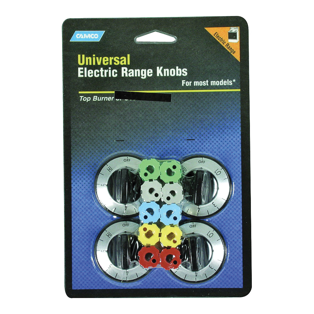 00883 Burner Knob Kit, Includes: Adapter, Dials, Inserts and (4) Chrome Knobs, Black