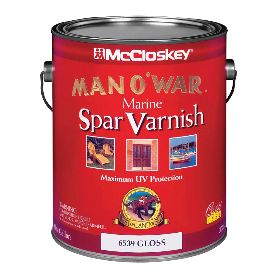 McCloskey 080.0006539.007 Spar Varnish, 450 to 550 sq-ft/gal Coverage Area, Gloss, Clear, Liquid, 1 gal