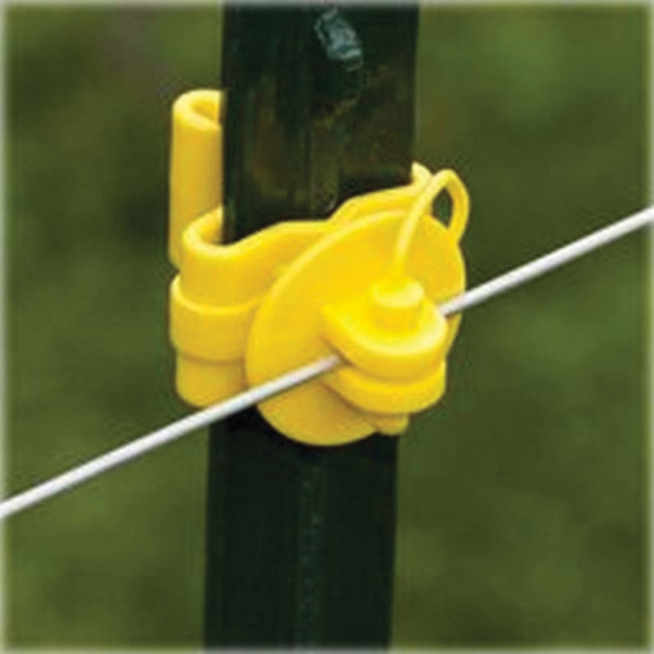 ITPLY-Z Pin-Lock T-Post Insulator, Polyethylene, Yellow, T-Post Mounting