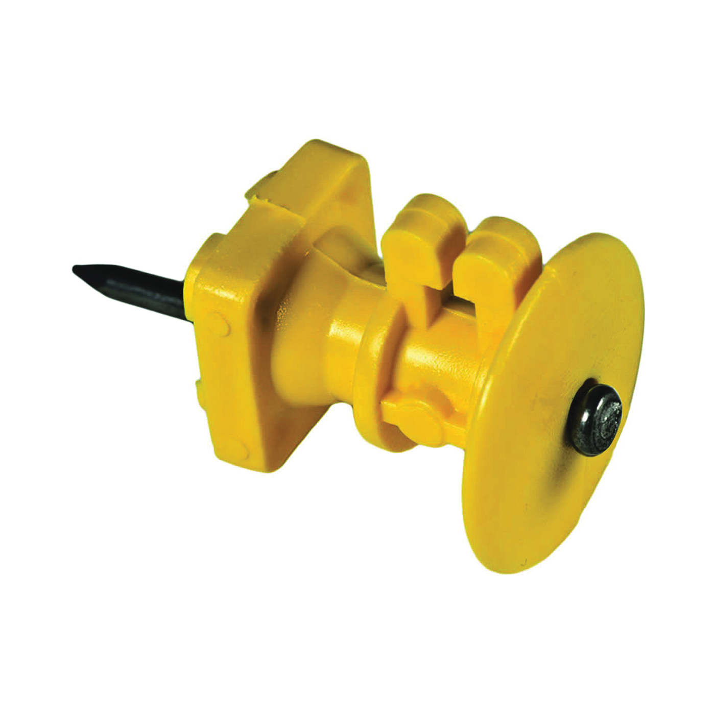 IWKNY-Z Wood Post Knob Insulator, 9 to 22 AWG Fence Wire, Aluminum/Polywire/Polyrope/Steel, Polyethylene, Yellow