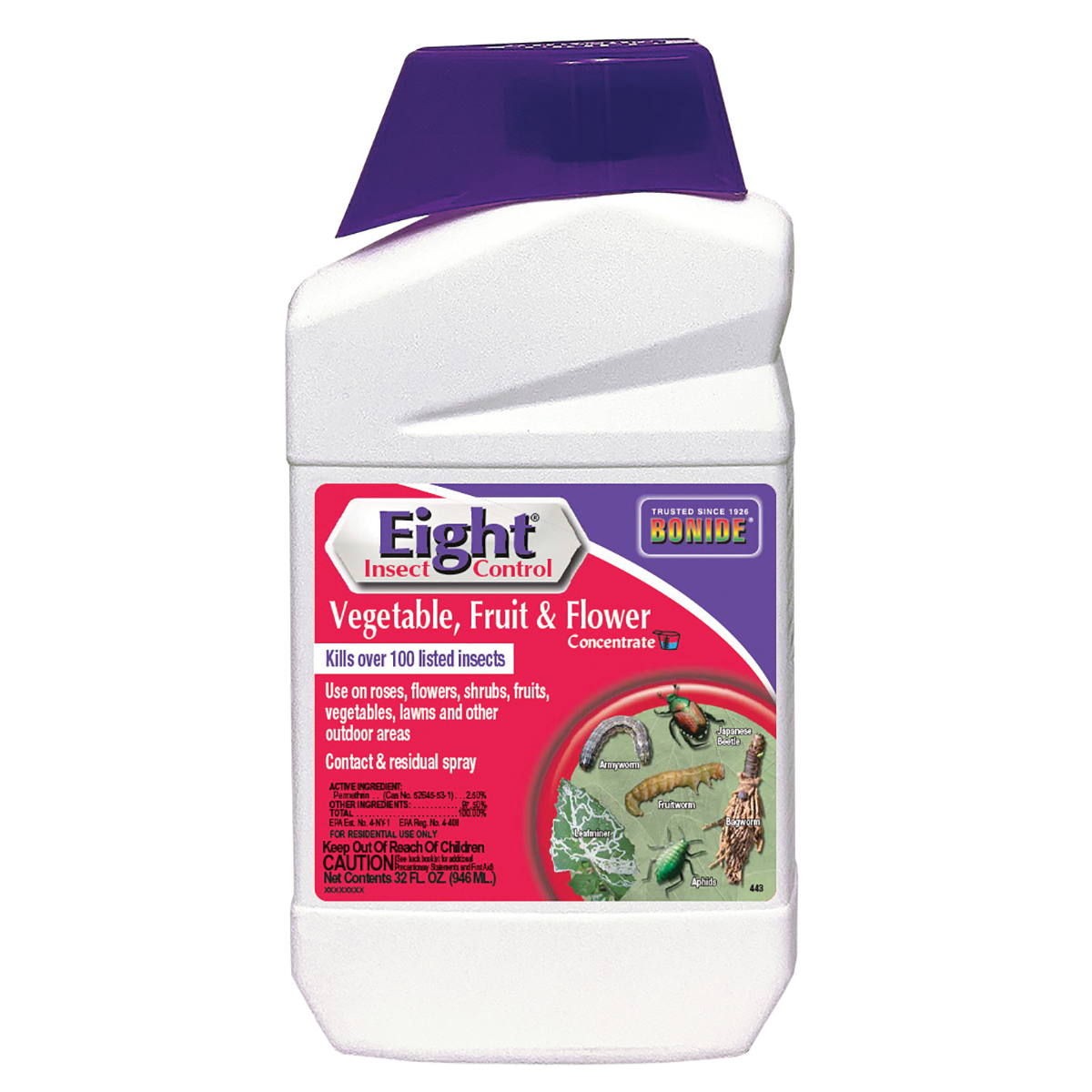 EIGHT 443 Insect Control, Liquid, Spray Application, 1 qt Bottle