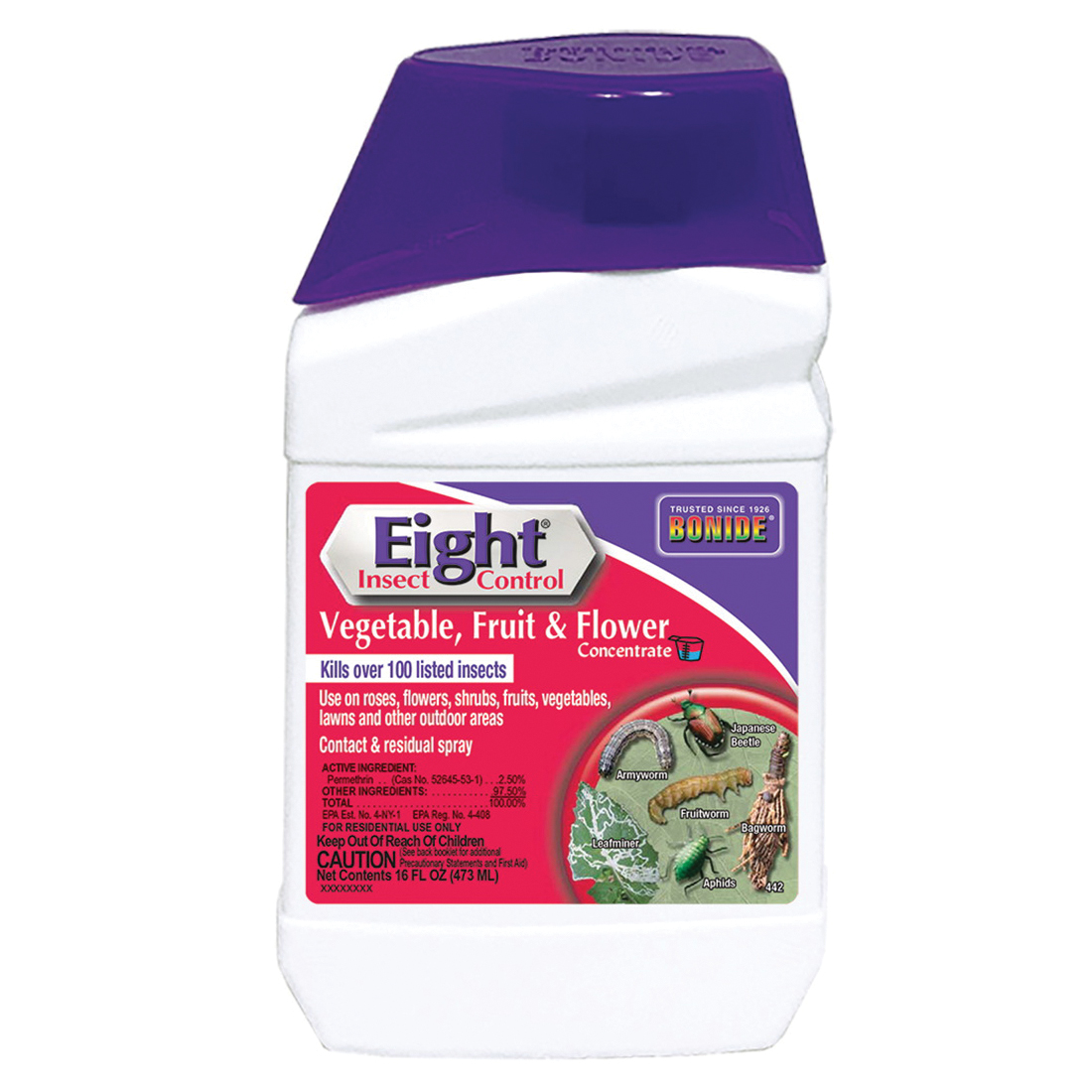 Eight 442 Insect Control, Liquid, Spray Application, 1 pt Bottle