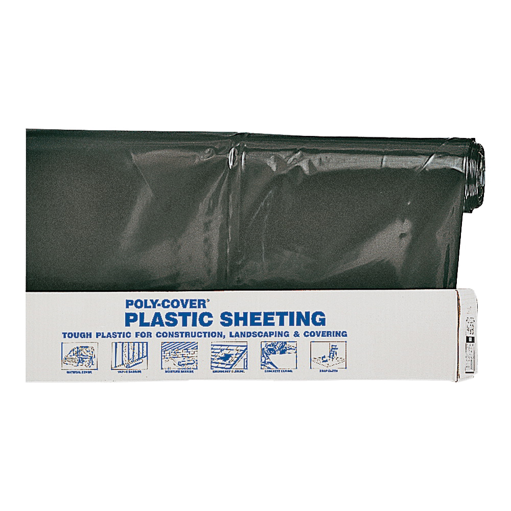 6X14-B Poly Film, 100 ft L, 14 ft W, 6 mil Thick, Polyethylene Backing, Black