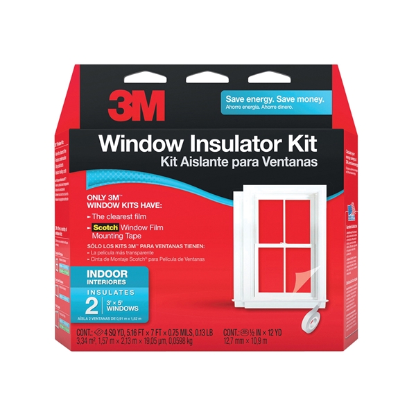 2120 Window Insulation Kit, 60 in W, 0.75 mil Thick, 36 in L, Plastic, Clear