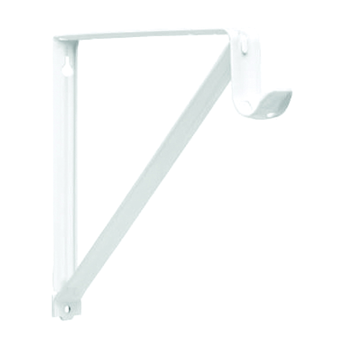 RP-0045-WT Shelf and Rod Bracket, 250 lb, 12 in L, 10 in H, Steel, Powder-Coated