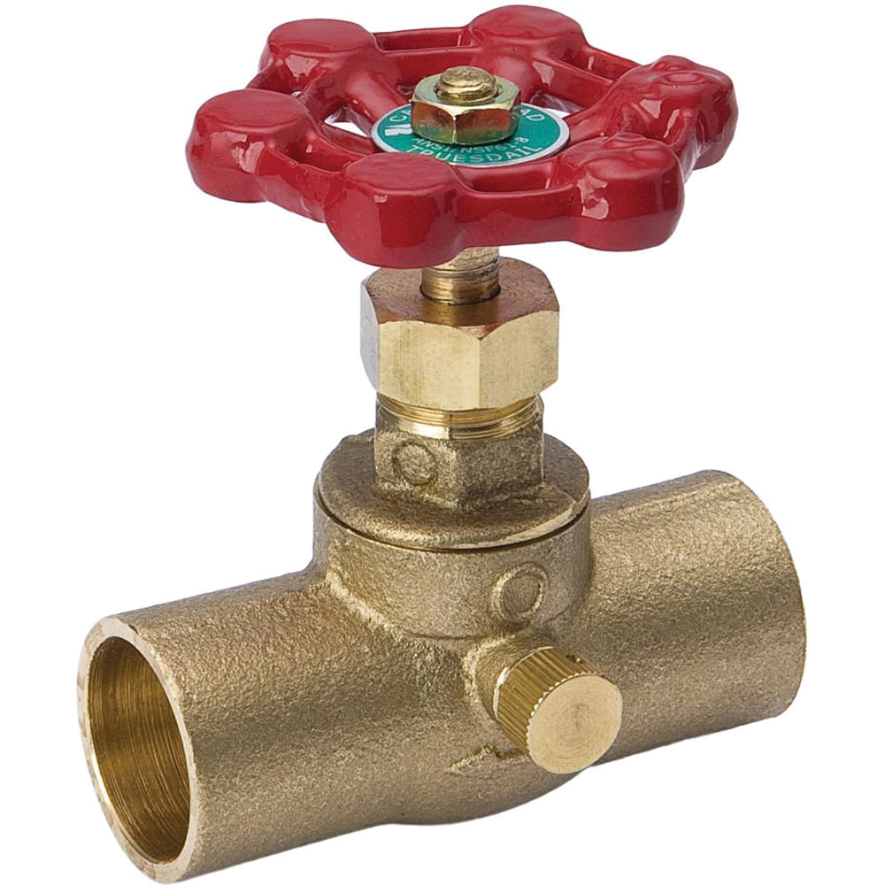 ProLine Series 105-603NL Stop and Waste Valve, 1/2 in Connection, Compression, 125 psi Pressure, Brass Body