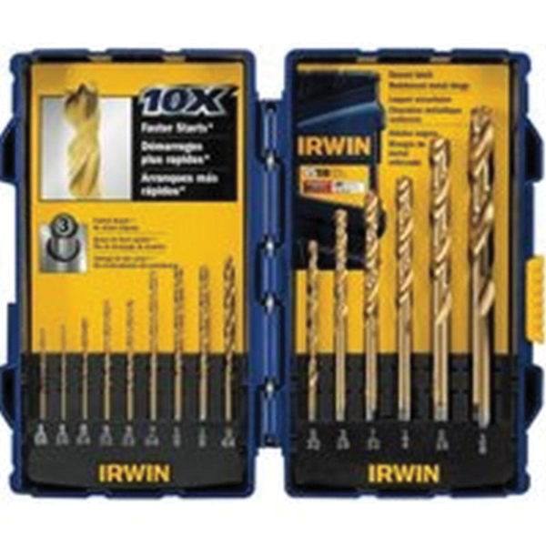 4935607 Jobber Length Drill Bit Set, 15-Piece, HSS, Titanium-Coated