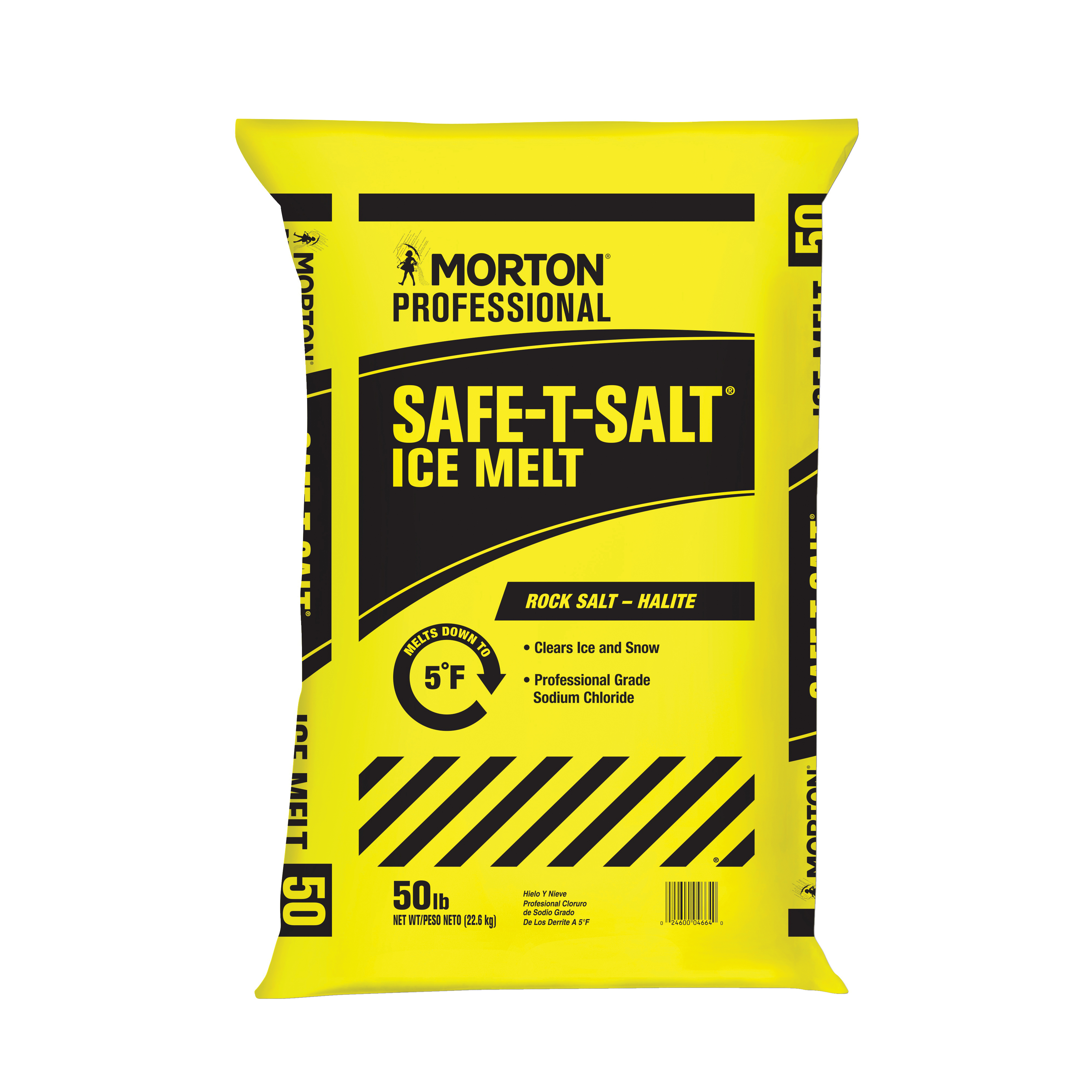 F146640000G Ice Melt Rock Salt, Crystal, White, 50 lb Bag