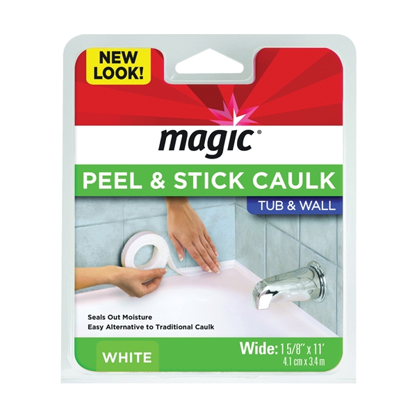 3016 Peel and Stick Caulk, Strip, 1-5/8 in W, 11 ft L, White