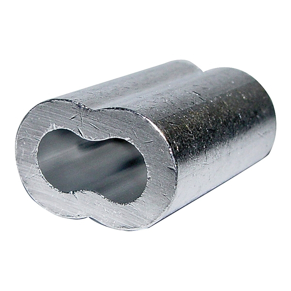 077210 Extruded Cable Ferrule, 1/4 in Dia Cable, 1-1/8 in L, Aluminum