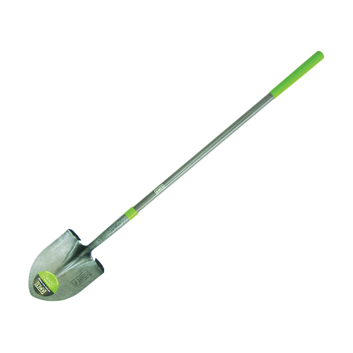25332100 Shovel with Crimp Collar, 8-3/4 in W Blade, Steel Blade, Fiberglass Handle, 48 in L Handle