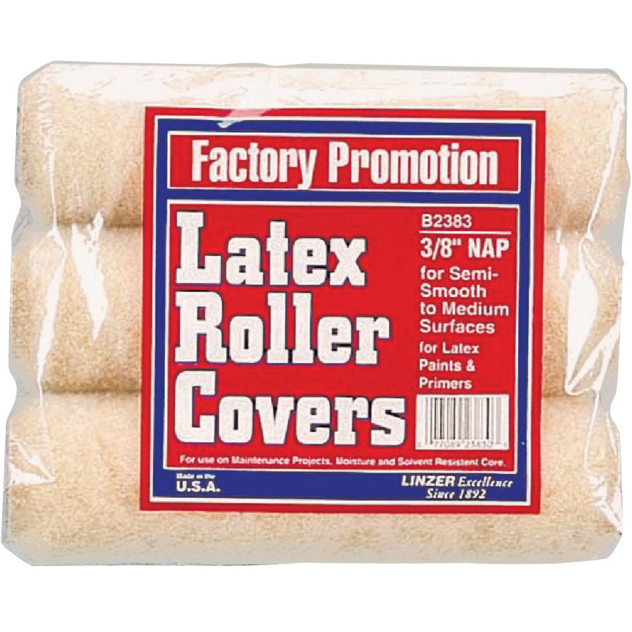 B2383 Paint Roller Cover, 3/8 in Thick Nap, 9 in L, Polyester Cover