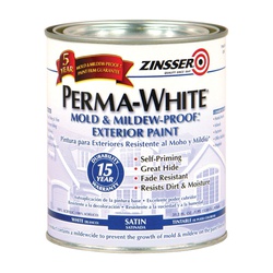 Zinsser 03104 Latex Paint, Satin, White, 1 qt, Can, 300 to 400 sq-ft/gal Coverage Area