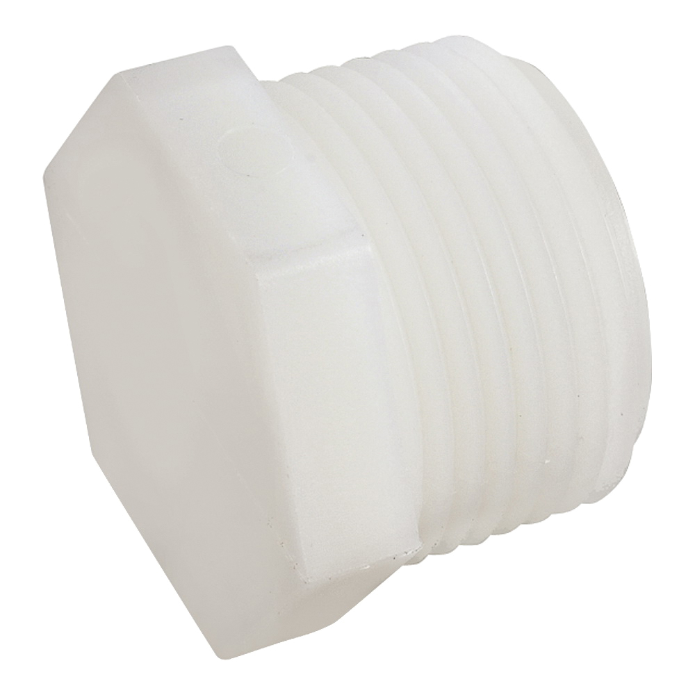 53621-12 Pipe Plug, 3/4 in, MPT, Nylon, White, Hex Head