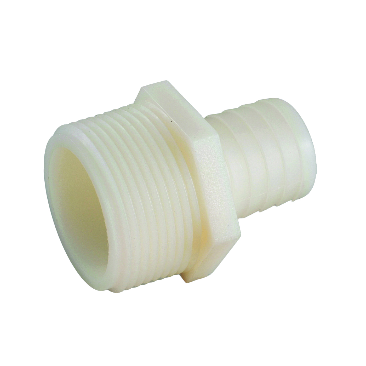 53701-0812 Connector, 3/4 x 1/2 in, MIP x Barbed, Nylon, White