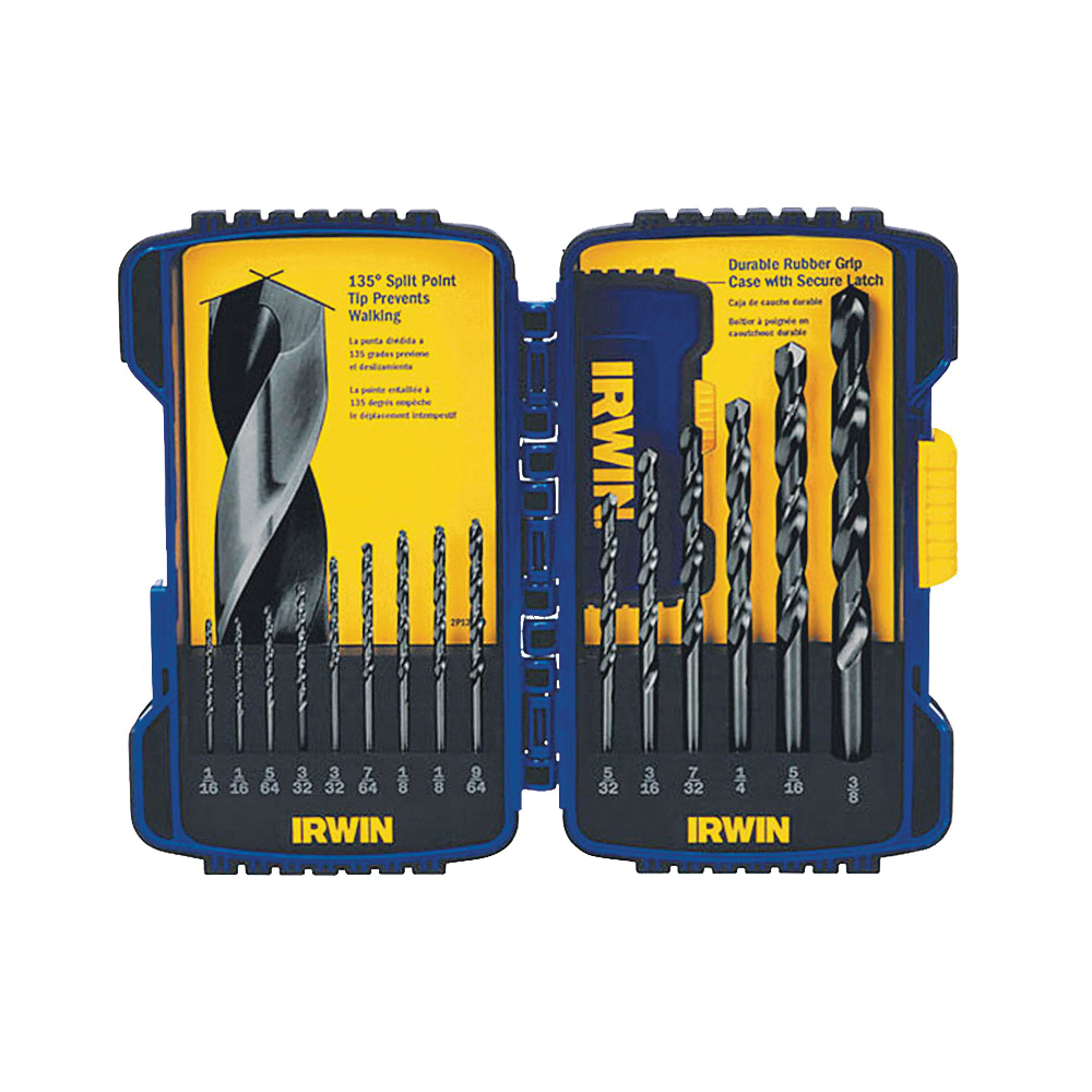 314015 Jobber Length Drill Bit Set, 15-Piece, HSS, Black Oxide