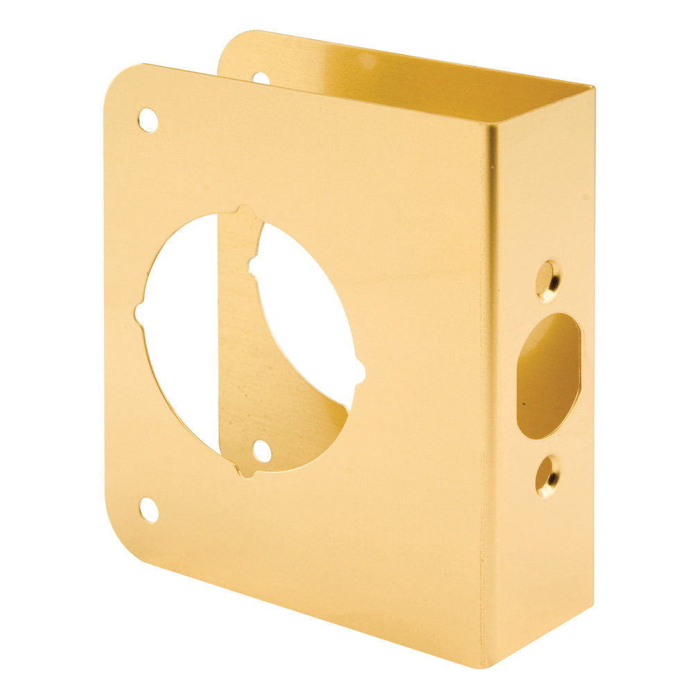 U 9555 Lock and Door Reinforcer, 2-3/8 in Backset, 1-3/8 in Thick Door, Brass, Bright Brass, 4-1/2 in H
