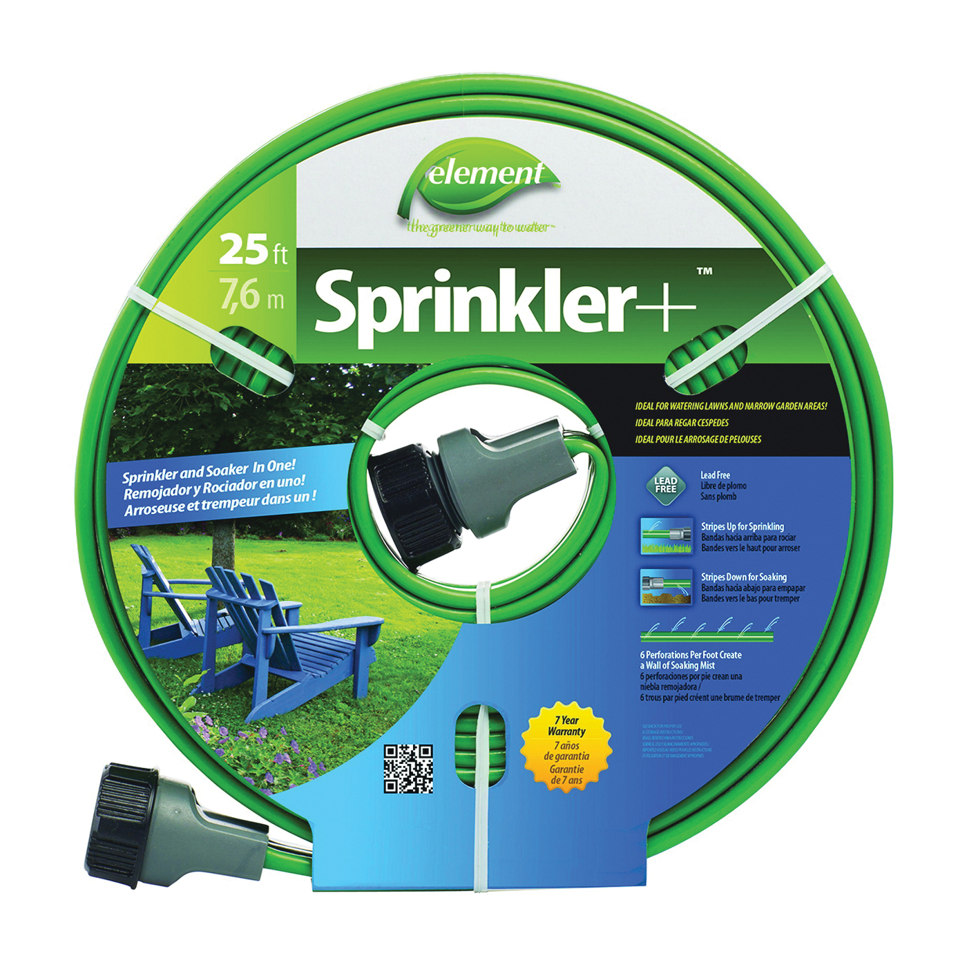 ELTECV025 Sprinkler Hose, 25 ft L, Rubber, Black