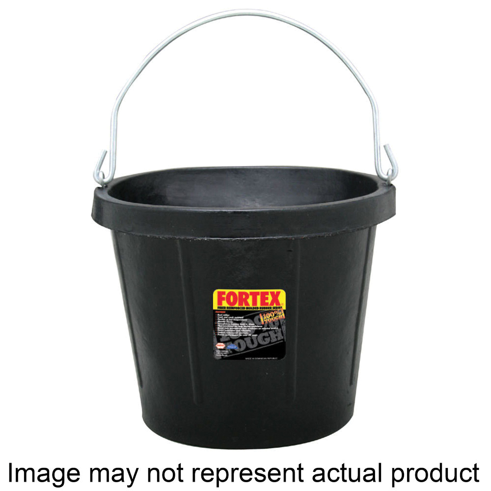 N400-8 Utility Pail, 8 qt Volume, Rubber, Black