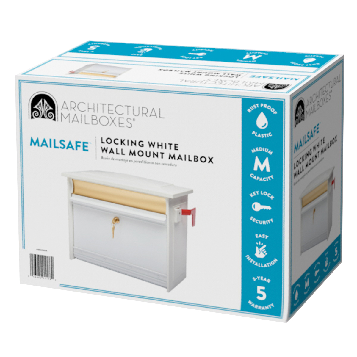 Gibraltar Mailboxes MSK000W Mailbox, Polymer, White, 17.1 in W, 8.4 in D, 13.3 in H - 1