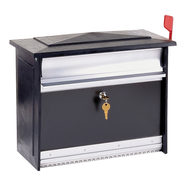 Mailsafe MSK00000 Mailbox, 840 cu-in, Aluminum, Black, 17.1 in W, 8.4 in D, 13.3 in H