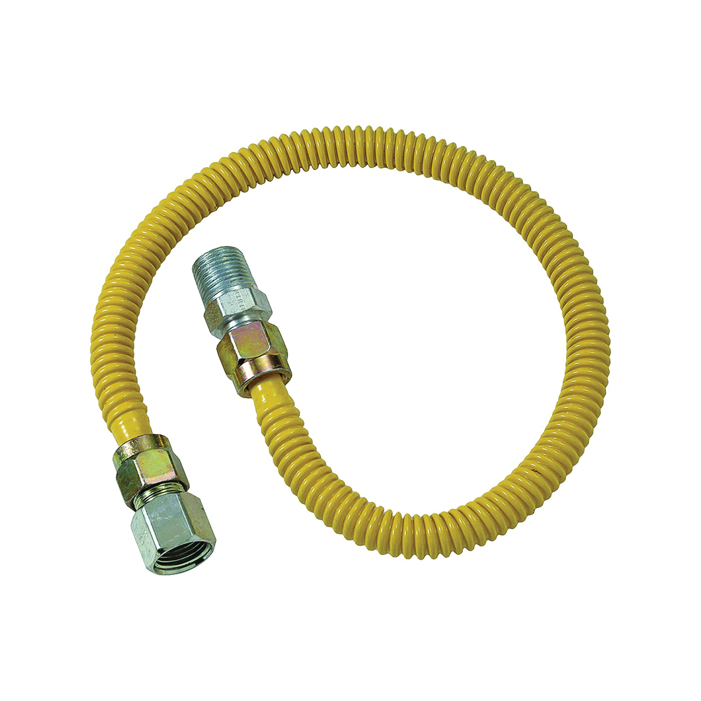 ProCoat Series CSSD54-12 Gas Connector, 1/2 in, MIP x FIP, Stainless Steel, Polymer-Coated, 12 in L