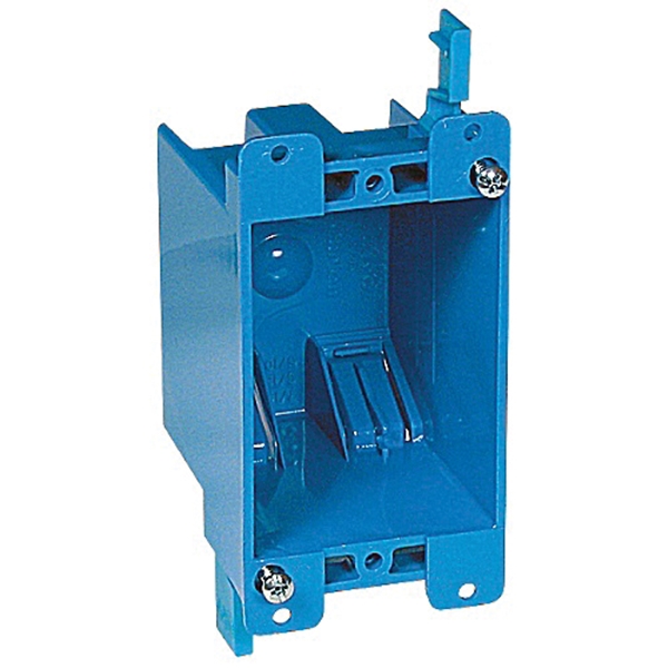 B114R-UPC Outlet Box, 1 -Gang, PVC, Blue, Clamp Mounting
