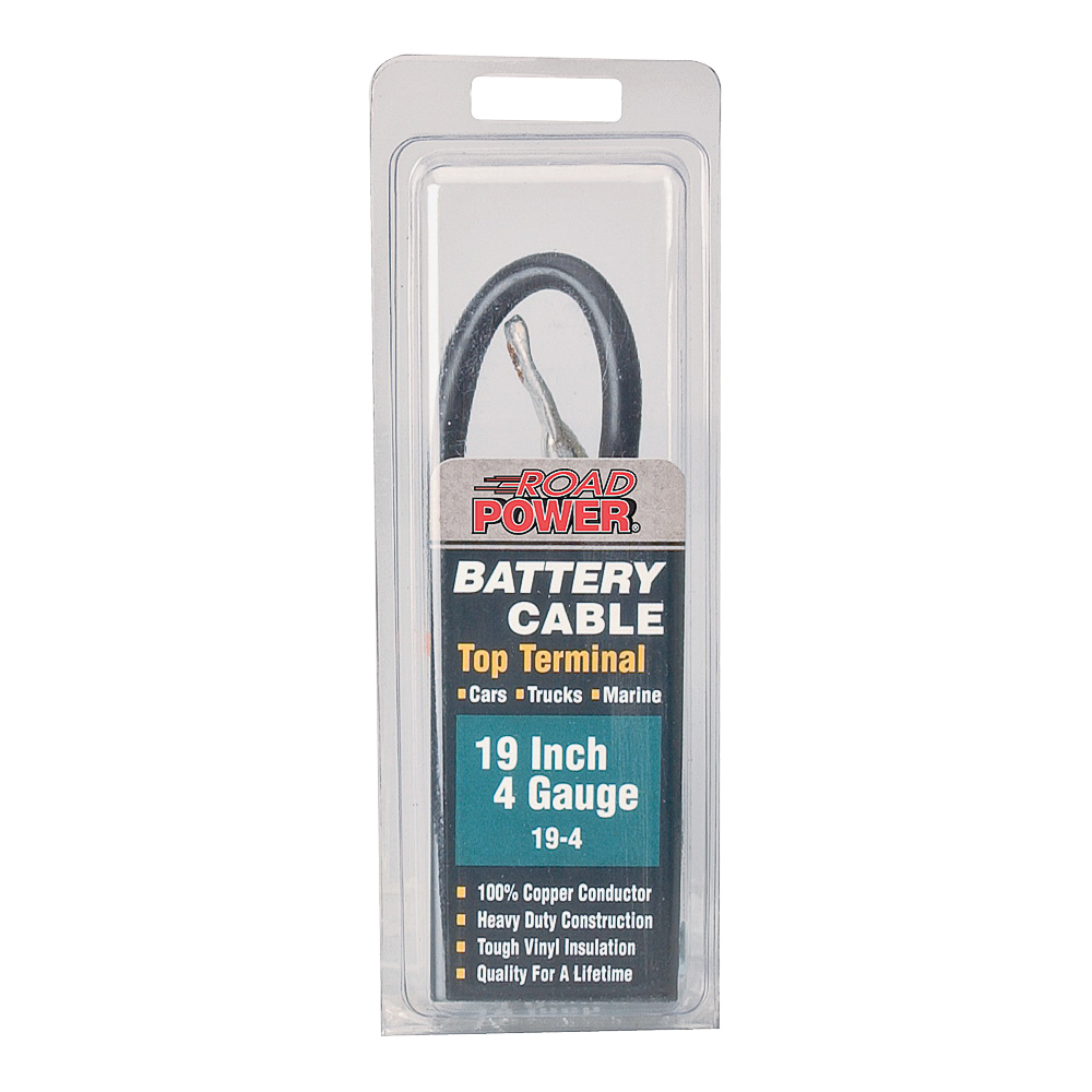 Maximum Energy 19-4 Battery Cable, 4 AWG Wire, 19 in L, Black Sheath